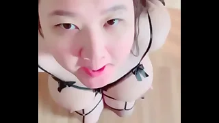 Asian teen with big tits swallows hot cum